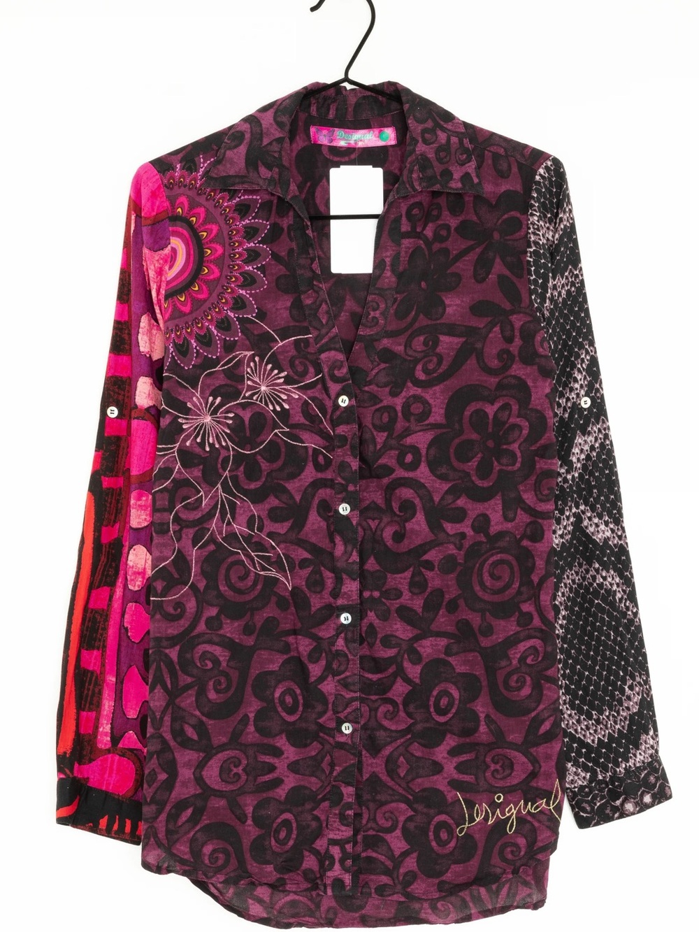 DESIGUAL, boho embroidery button down shirt!